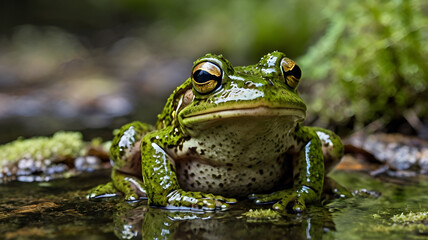 Obraz premium frog in the pond ai