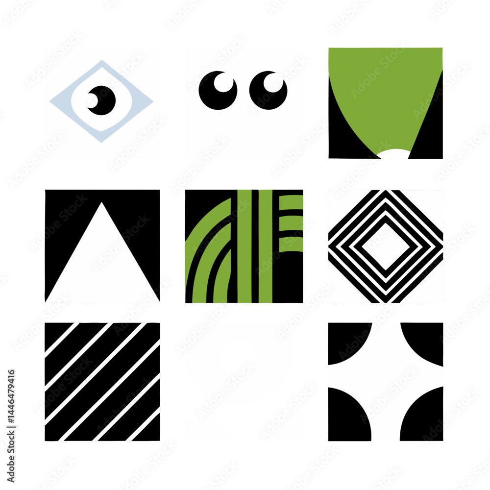 Poster abstract geometric shapes pack scalable design elements for branding and logo creation