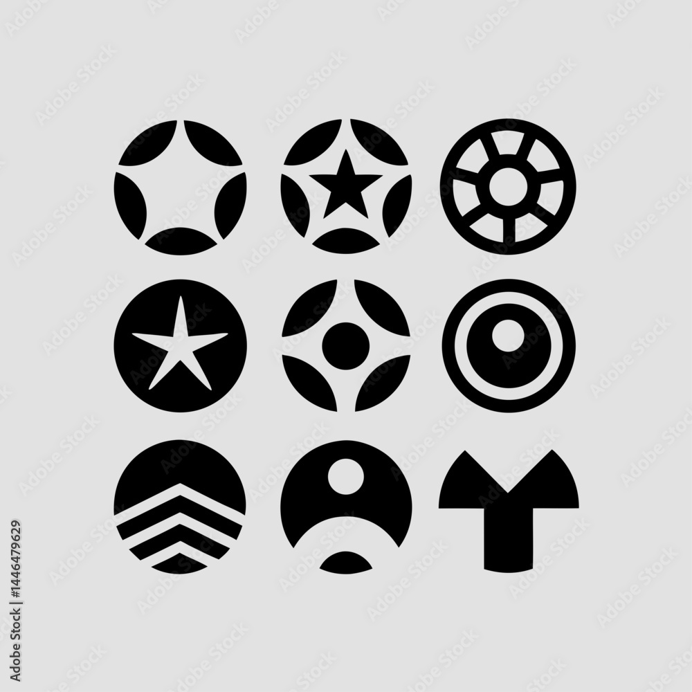 Poster geometric shapes logo design branding icons set scalable graphic resource