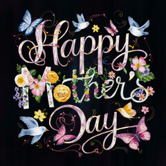 Happy Mother's Day Floral Heart Greeting Card