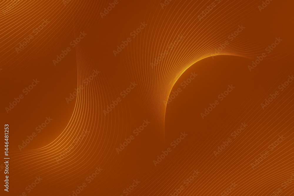 Aufkleber golden lines are flowing and swirling on a brown background, creating a sense of motion and depth in