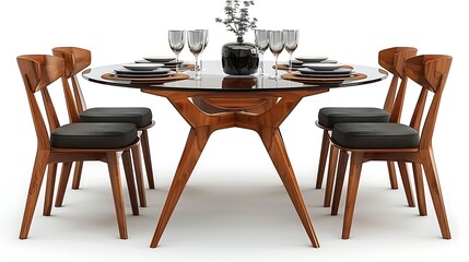 Stylish dining set with wood geometry high resolution picture