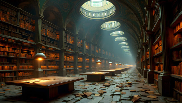 An interdimensional library where books float between eras and texts change based on quantum states. The very chairs morph to match the reader's temporal preferences.