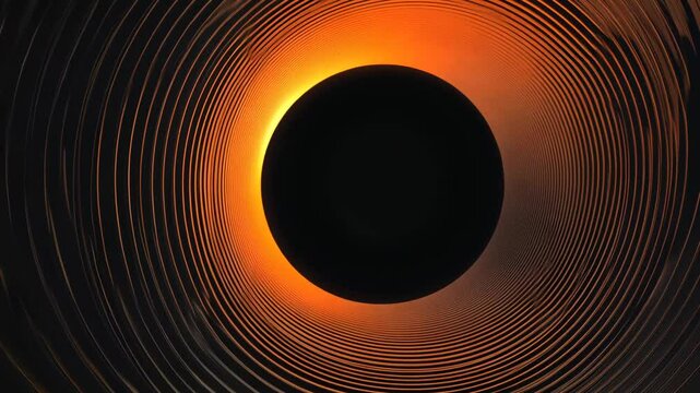 Bright Solar Eclipse Circle Vector Illustration with Glowing Orange Fire Pattern and Dark Texture Backdrop