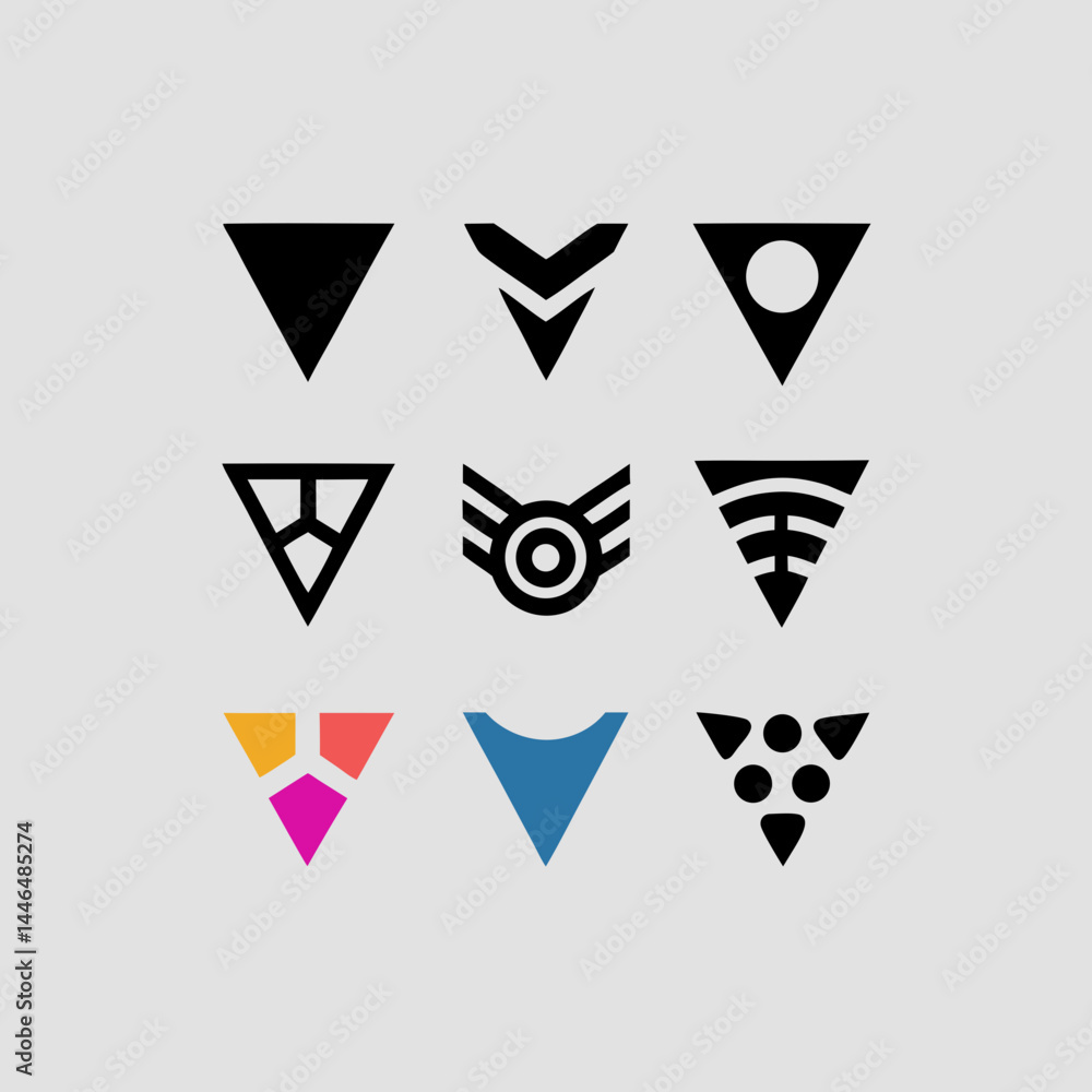 Poster modern triangle logo design pack: scalable icons for branding and ui