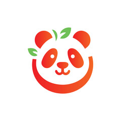 Stylized Gradient Panda Face Logo Design