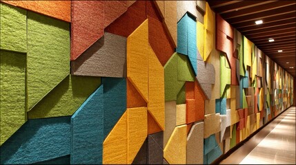 Fototapeta premium Stylish sound absorbing wall art, innovative home soundproofing solution - decorative decor wall textured fabric