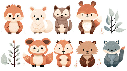Scandinavian Style Cartoon Deer and Owl Illustration for Nature-themed Designs