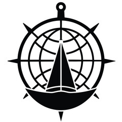 sailor element isolated sea route chart on white b 