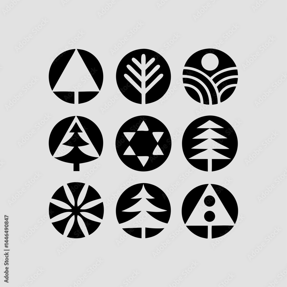 Poster Nature Icons Set Scalable Logo Design Elements for Branding
