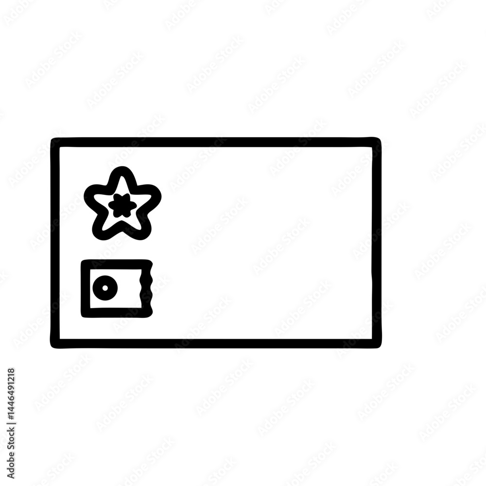 Poster scalable postcard design with star and ticket elements perfect for branding and logo creation