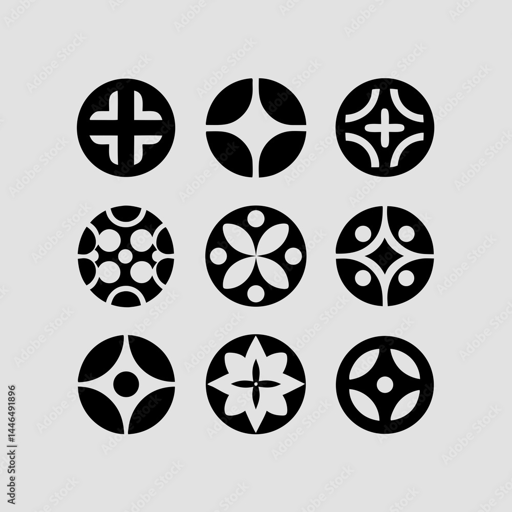 Poster elegant geometric circular design elements for branding and logo creation
