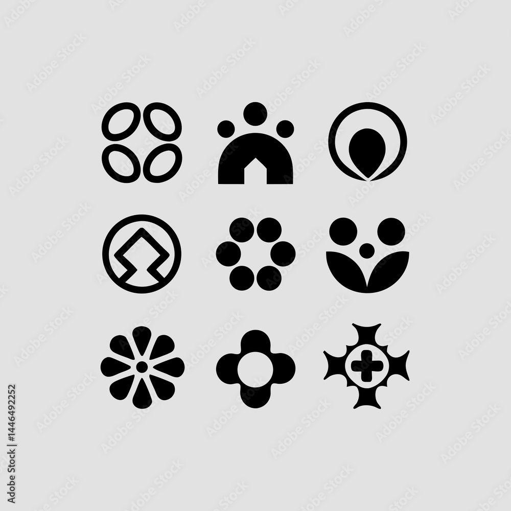 Poster a collection of abstract logo templates ideal for branding design projects offering scalable icons a