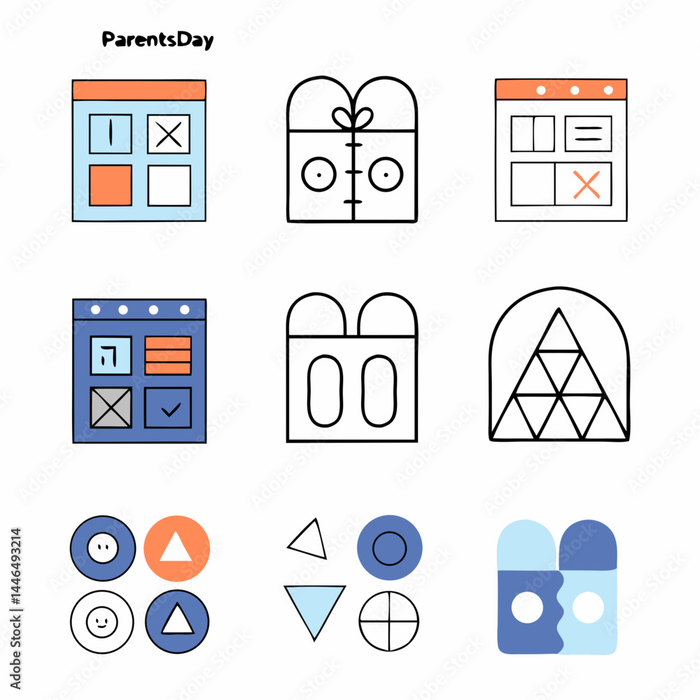 Poster scalable parent's day icons gift calendar design elements for branding and logo