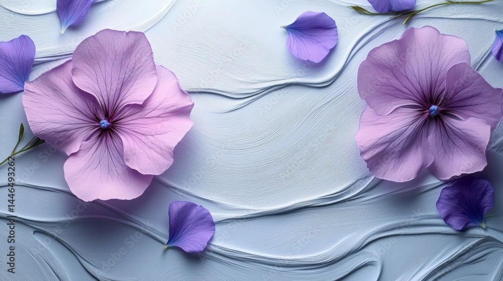 Aufkleber serene floral arrangement on textured backdrop creating a calming visual