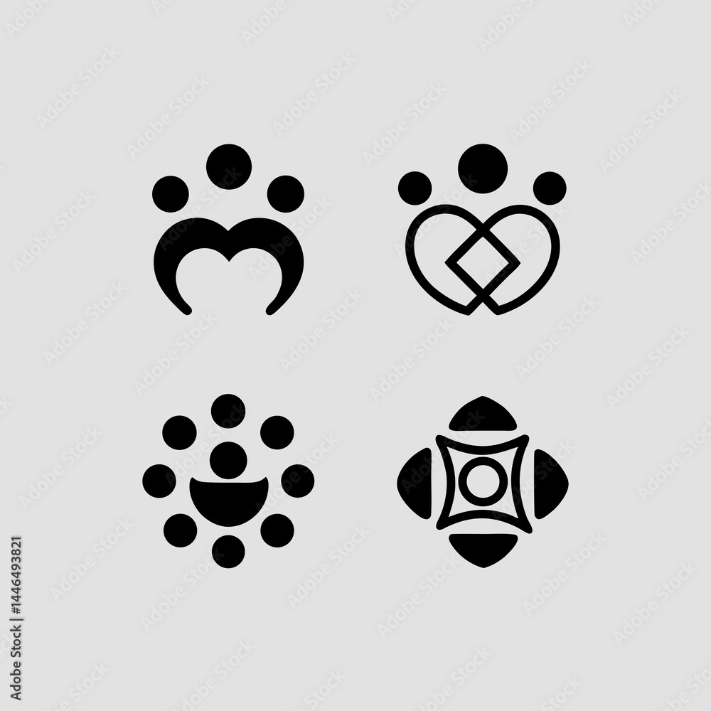 Poster elegant abstract symbols set perfect for branding logo design and icon creation