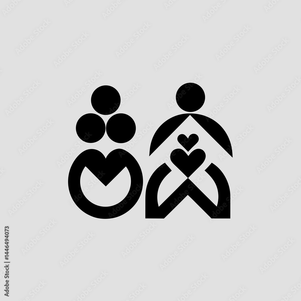 Poster family unity abstract design scalable logo icon for branding