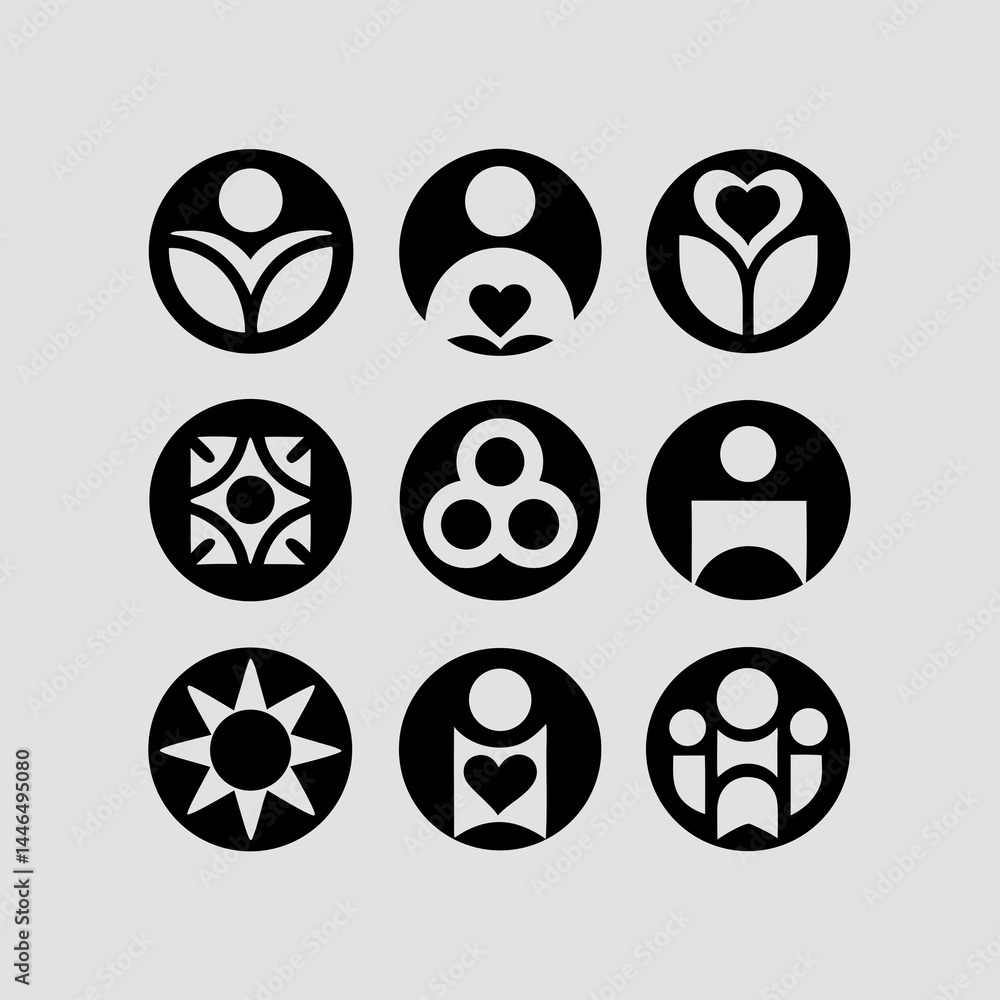 Poster scalable circular logo icons perfect for branding and design projects