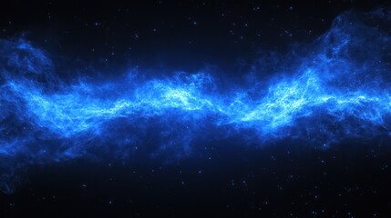 Fototapeta premium Glowing blue nebula stretches across dark space, swirling energy evokes cosmic wonder