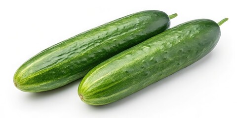 Fresh green cucumbers isolated on white background healthy food vegetables diet