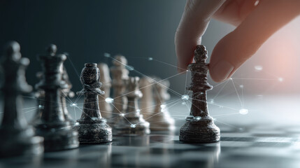 Strategic chess move on dark board