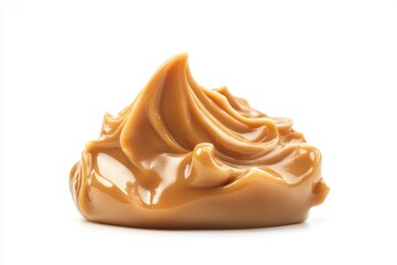 Creamy Peanut Butter Dollop on White Background