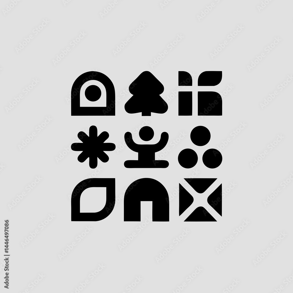Poster stylish abstract icons set perfect for branding logo design and app development