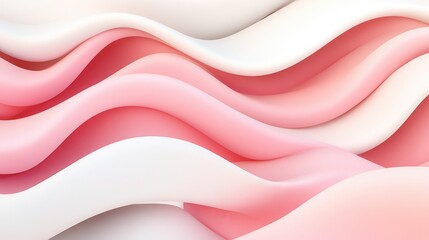 Abstract background of smooth, flowing, pink and white waves.