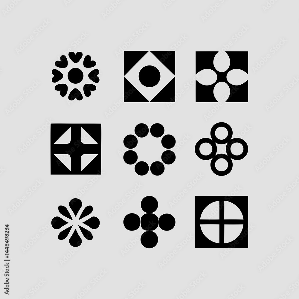 Poster geometric design elements collection scalable logos icons branding