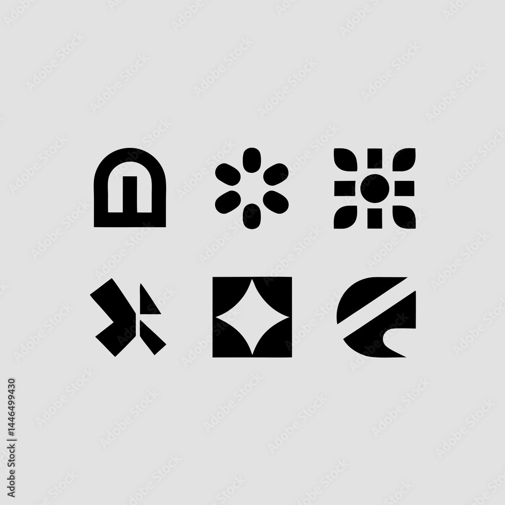 Poster geometric logo icons perfect for branding and design projects offering scalable graphic elements