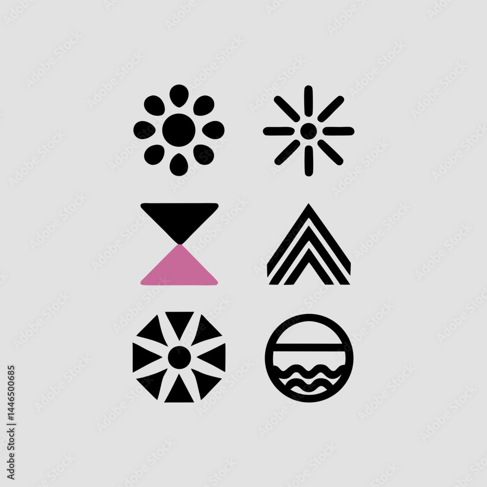 Poster geometric shapes set: abstract design elements for branding and logos