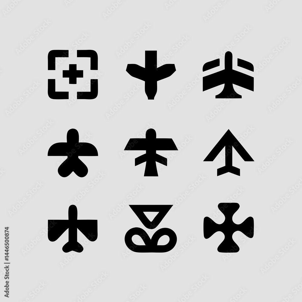 Poster abstract airplane and target icons a set of scalable graphic designs for branding