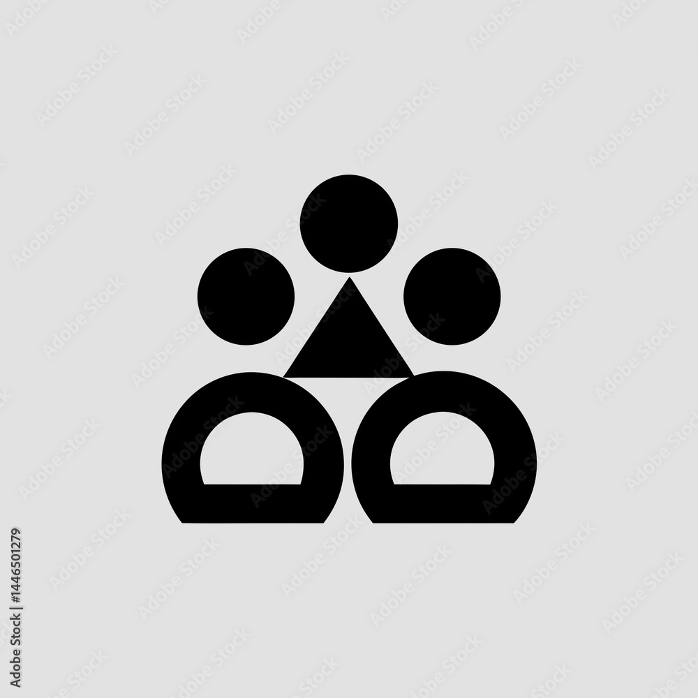 Poster abstract teamwork icon design featuring geometric shapes ideal for branding and logo creation