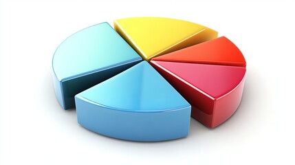 Colorful 3D Pie Chart illustrating data segmentation for business analytics and presentations