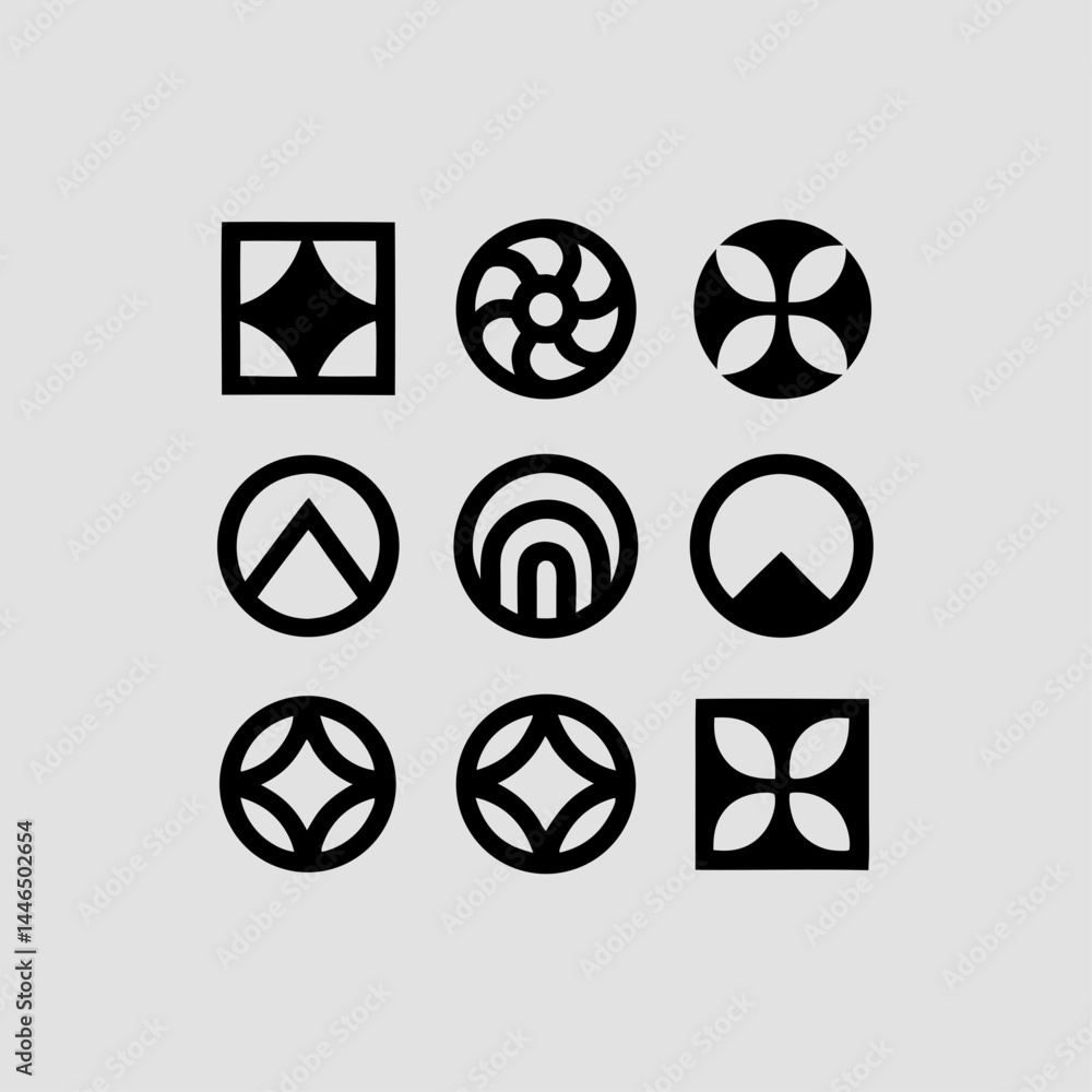 Poster geometric design elements pack scalable logos icons branding