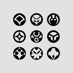 Nine Abstract Geometric Logo Icons perfect for branding and design projects