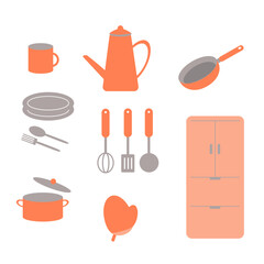 かわいいキッチングッズのアイコンセット