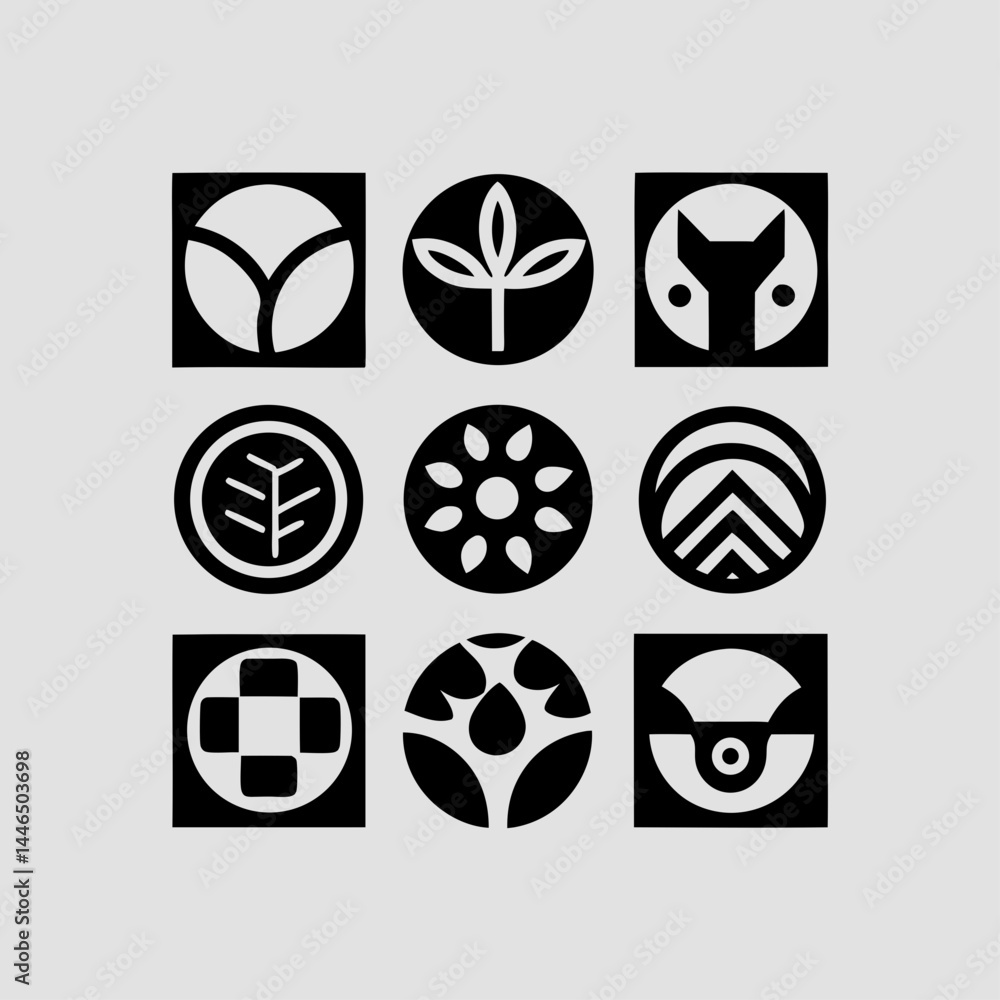 Poster abstract geometric icons set branding design elements for logo and identity