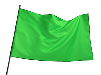 One green flag on white background. Mockup for design