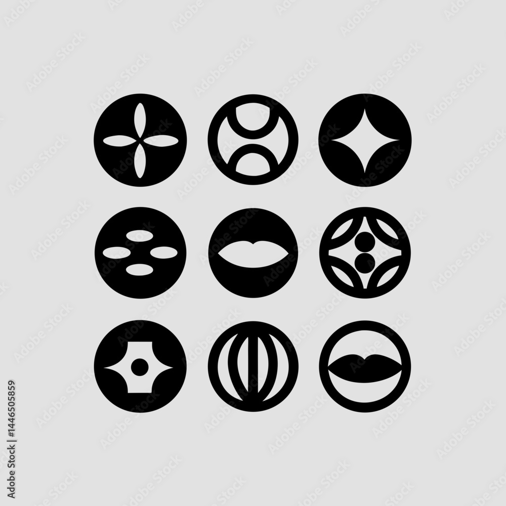 Poster stylish abstract circle icons set perfect for logo branding and design projects