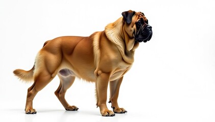 Obraz premium Majestic Mastiff, powerful stance, white background, isolated, breed