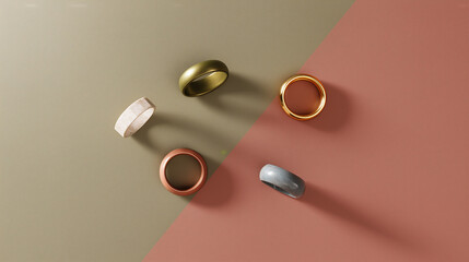 Rings of various designs, accessories
