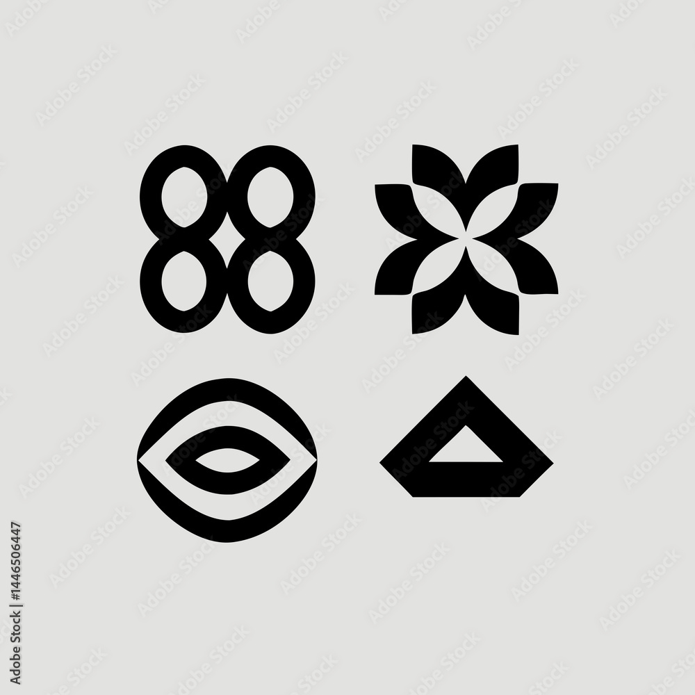 Poster abstract geometric logo design set featuring scalable icons ideal for branding projects