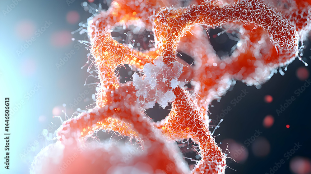 Poster a highly detailed microscopic image of biological structures. this could be used for educational mat