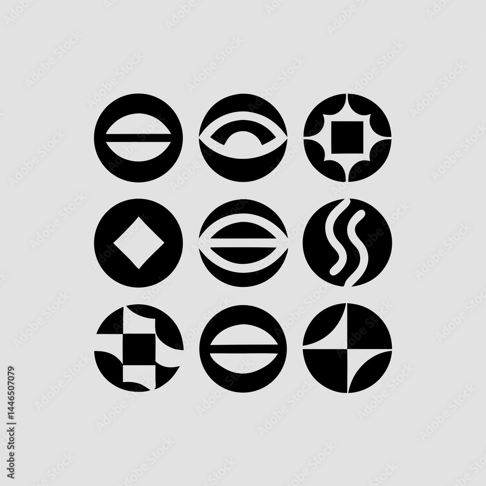 Poster abstract circular logo icons set branding design elements