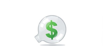 Fototapeta premium Financial Bubble: A Green Dollar Sign Floating in a Translucent Sphere