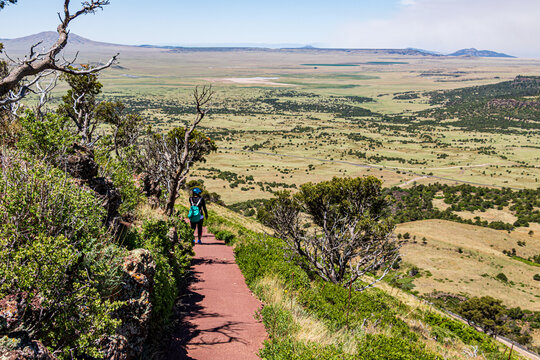 Hiking Crater Rim Trail at Capulin Volcano National Monument. 