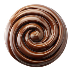 A close-up of a swirl of rich, dark chocolate. isolated on transparent background