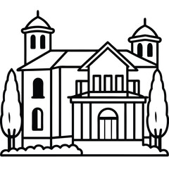 Isolated Black Vector villa With White Background