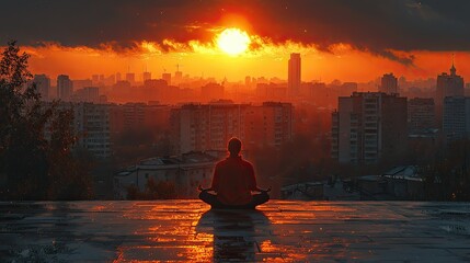 Peaceful urban meditation at sunrise